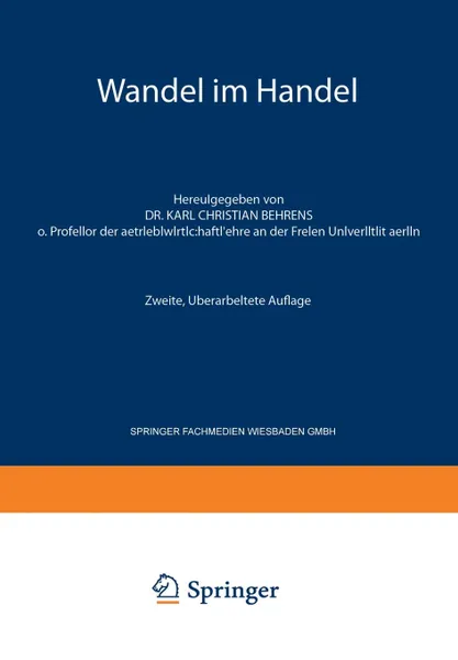 Обложка книги Wandel Im Handel, Karl Christian Behrens, Karl Christian Behrens