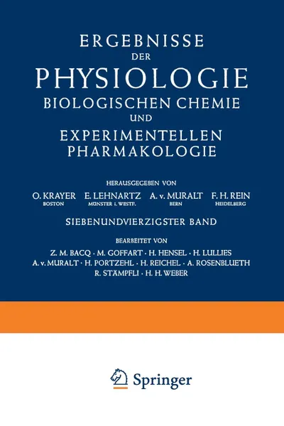 Обложка книги Ergebnisse der Physiologie Biologischen Chemie und Experimentellen Pharmakologie, O. Krayer, E. Lehnartz, A. v. Muralt