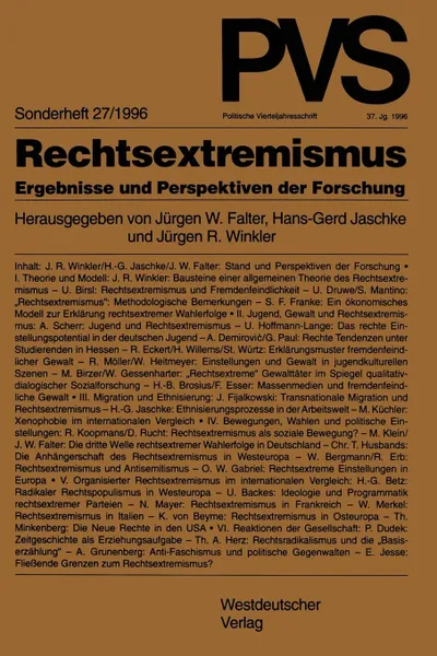 Обложка книги Rechtsextremismus. Ergebnisse Und Perspektiven Der Forschung, Jurgen W. Falter, Hans-Gerd Jaschke