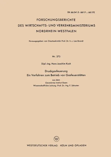 Обложка книги Druckgasfeuerung Ein Verfahren Zum Betrieb Von Gasfeuerstatten, Hans Joachim Koch