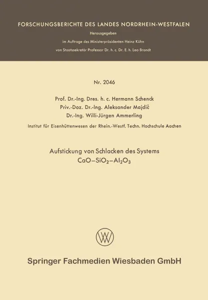 Обложка книги Aufstickung Von Schlacken Des Systems Cao-Sio2-Al2o3, Hermann Rudolf Schenck