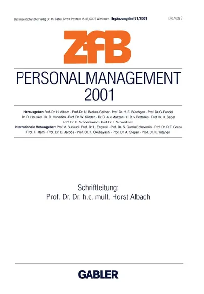 Обложка книги Personalmanagement 2001, Horst Albach