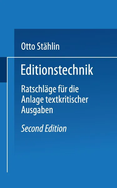 Обложка книги Editionstechnik, Otto Stählin