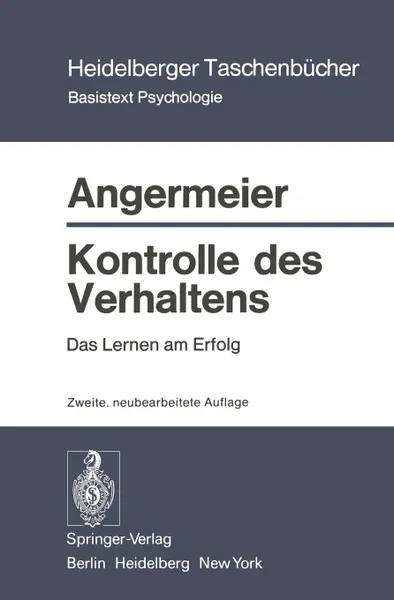 Обложка книги Kontrolle des Verhaltens, Wilhelm F. Angermeier