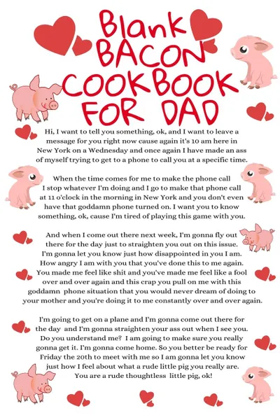 Обложка книги Blank Bacon Cookbook For Dad. Funny Father Cookbook Notepad Book - Parody Dad Gift Journal To Write In Meat Pork Grill & Barbecue Recipes For Fathers With Temper, 6