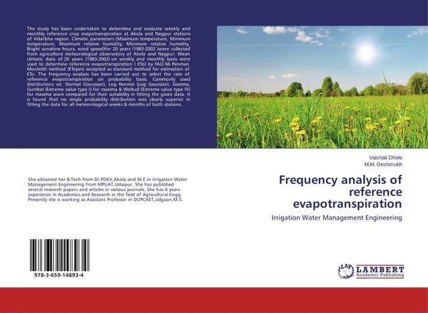 Обложка книги Frequency analysis of reference evapotranspiration, Vaishali Dhole and M.M. Deshmukh