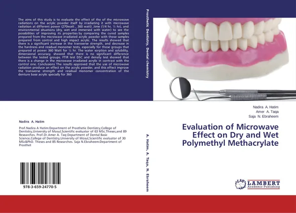 Обложка книги Evaluation of Microwave Effect on Dry and Wet Polymethyl Methacrylate, Nadira A. Hatim,Amer A. Taqa and Saja N. Ebraheem