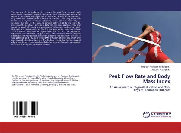 Обложка книги Peak Flow Rate and Body Mass Index, Thingnam Nandalal Singh and Jasveer Kaur