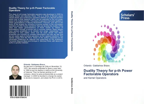 Обложка книги Duality Theory for p-th Power Factorable Operators, Orlando Galdames Bravo