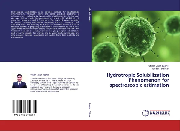 Обложка книги Hydrotropic Solubilization Phenomenon for spectroscopic estimation, Uttam Singh Baghel and Vandana Dhiman