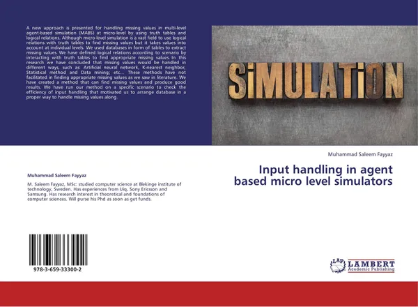 Обложка книги Input handling in agent based micro level simulators, Muhammad Saleem Fayyaz