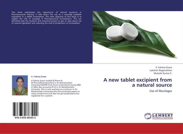 Обложка книги A new tablet excipient from a natural source, X. Fatima Grace,Lakshmi Naganathan and Mukesh Kumar E.