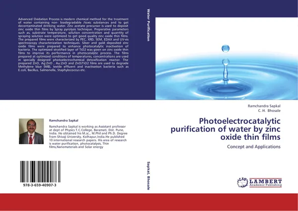 Обложка книги Photoelectrocatalytic purification of water by zinc oxide thin films, Ramchandra Sapkal and C. H. Bhosale