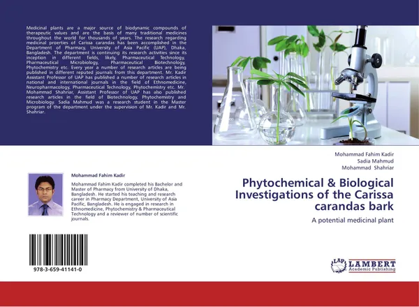 Обложка книги Phytochemical & Biological Investigations of the Carissa carandas bark, Mohammad Fahim Kadir,Sadia Mahmud and Mohammad Shahriar