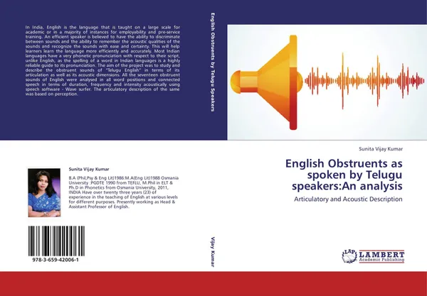 Обложка книги English Obstruents as spoken by Telugu speakers:An analysis, Sunita Vijay Kumar