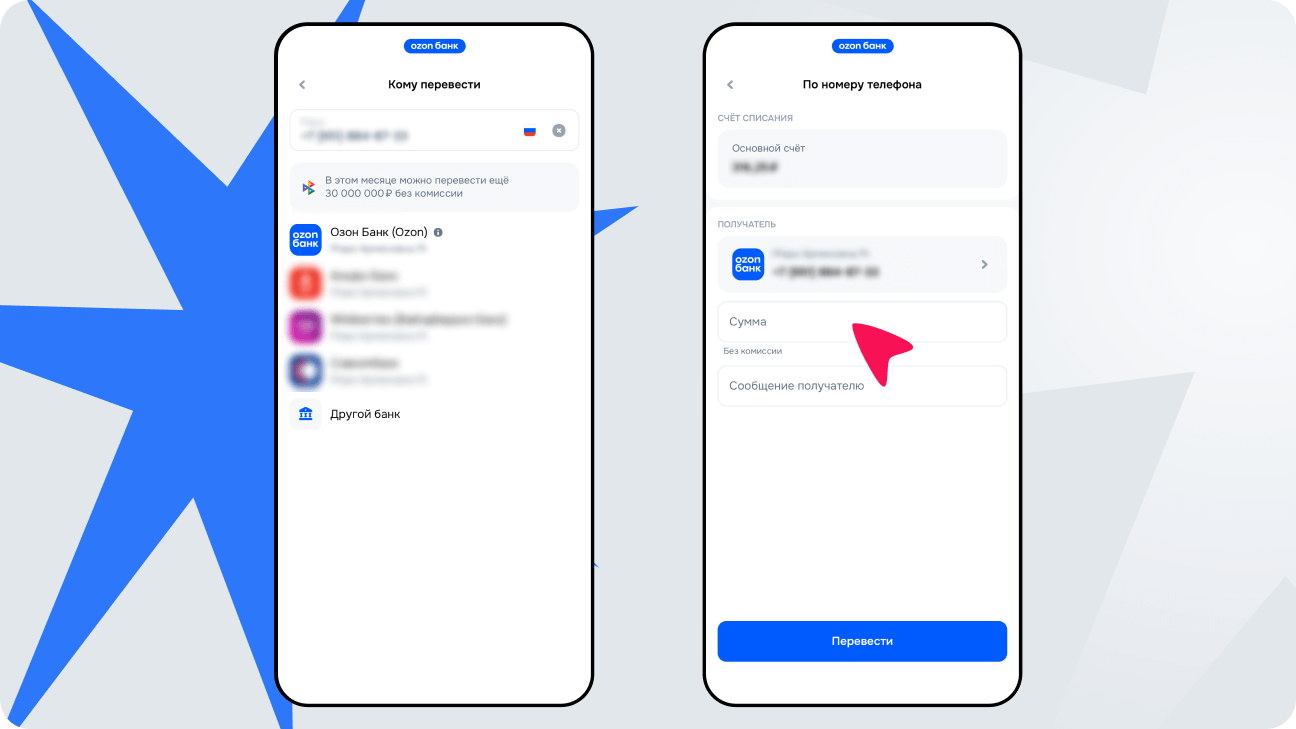 Перевод средств по номеру телефона через СБП