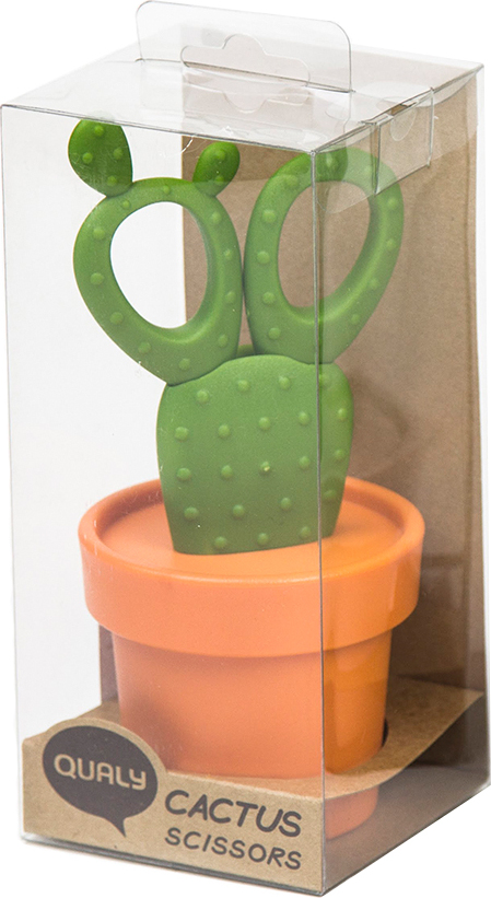Ножницы Qualy Cactus с держателем, оранжевые с зеленым Ножницы Qualy Cactus с держателем, оранжевые с зеленым