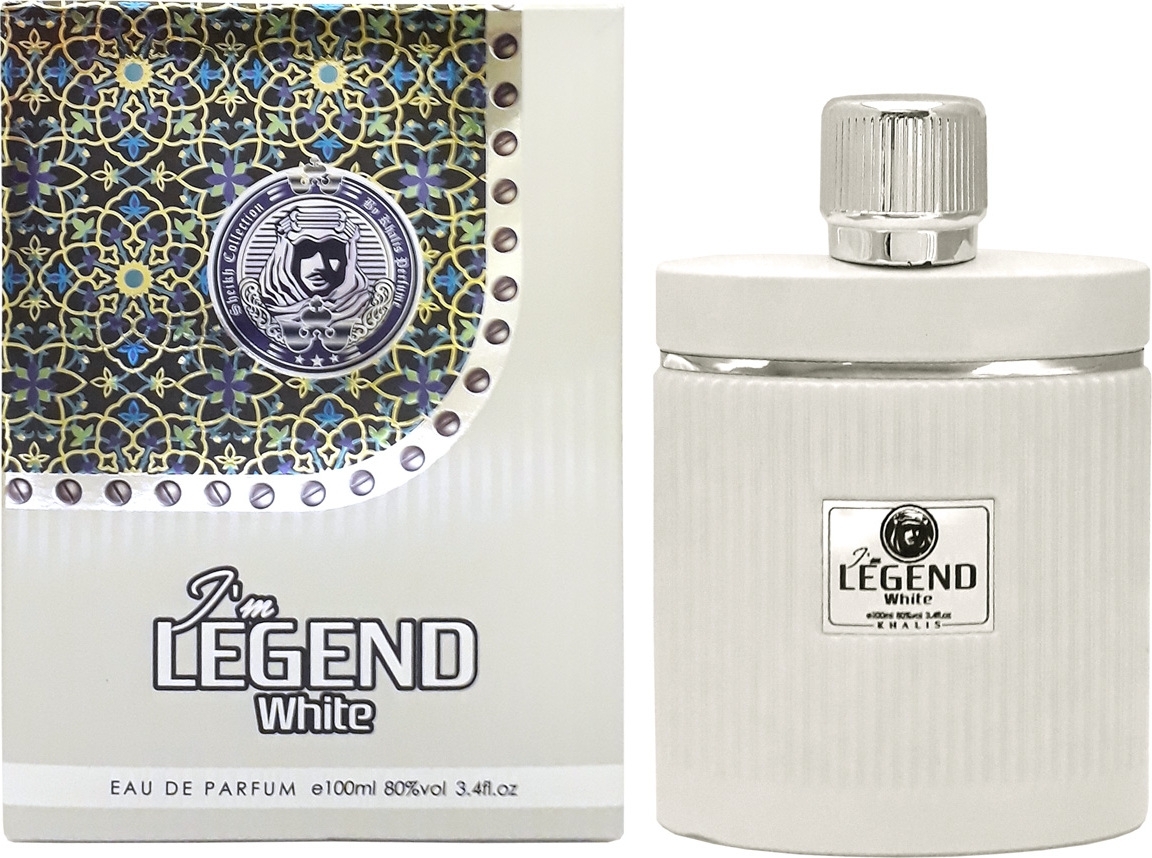 Белый цвет легенда. Парфюмерия Khalis Legend Black. Парфюмерная вода Khalis Perfumes i'm Legend White. Lotto Leggend all White.