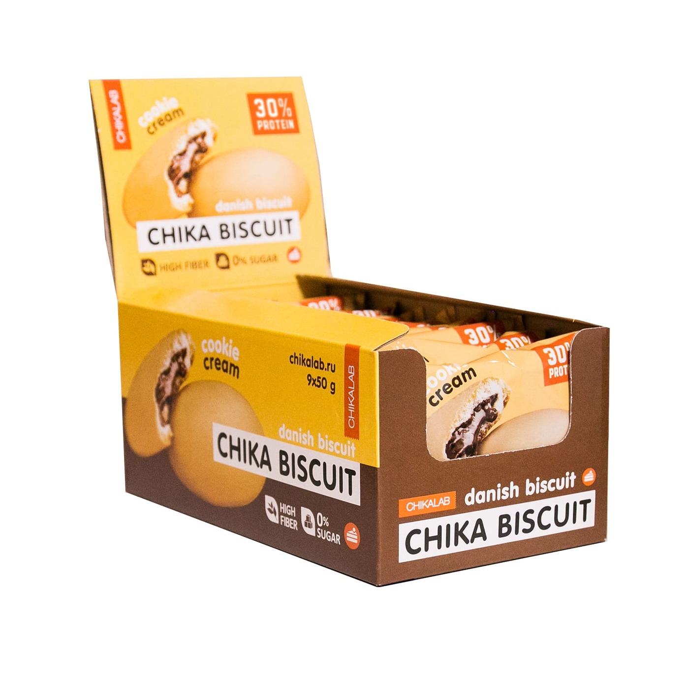 Печенье бисквитное неглазированное CHIKALAB 50гр (коробка 9 шт ...