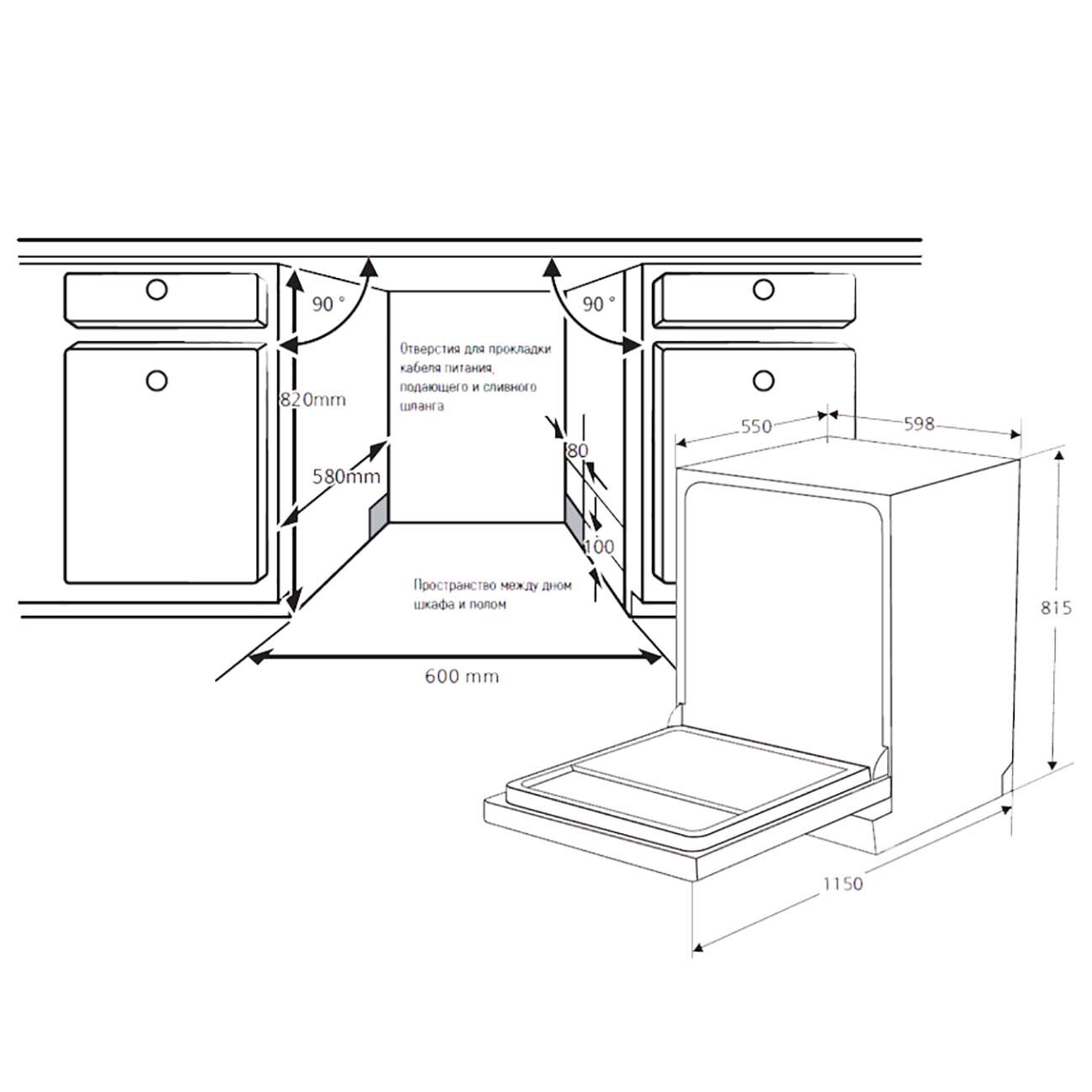 размещение посудомоечной машины на кухне правила установки