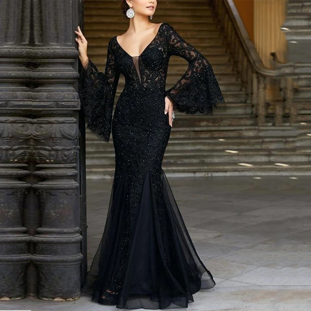 Фото платье черное длинное платье