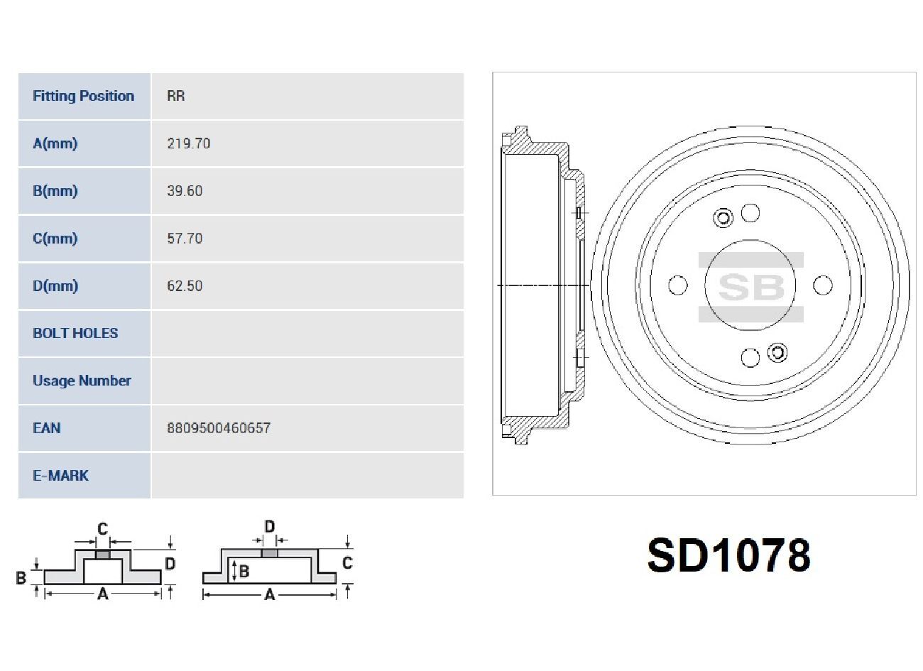 Sangsin Brake Барабан тормозной, арт. SD1078