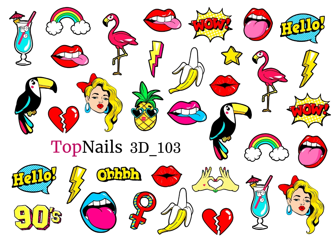 Top Nails / Наклейки для ногтей / Слайдеры для маникюра / На любой фон / 3D  Слайдер - купить с доставкой по выгодным ценам в интернет-магазине OZON  (314494076)