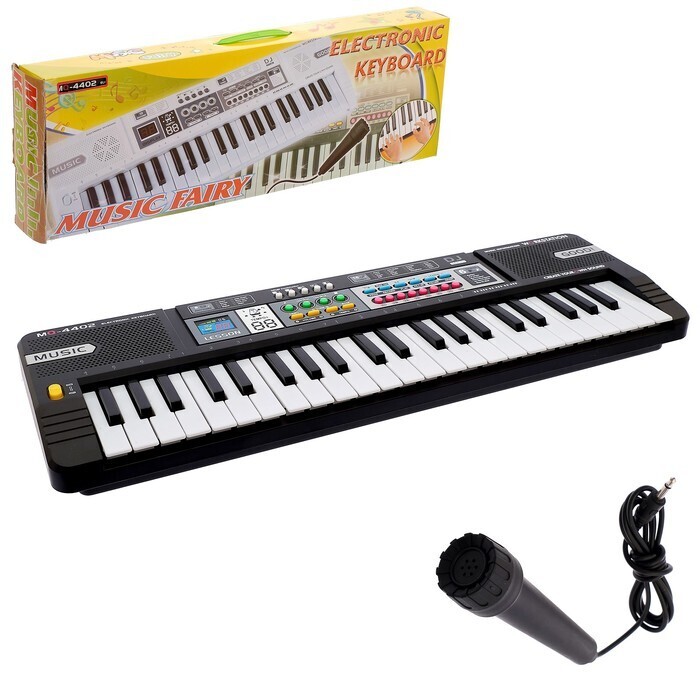 Синтезатор детский игрушечный "Юный музыкант" / 44 клавиши с микрофоном ...