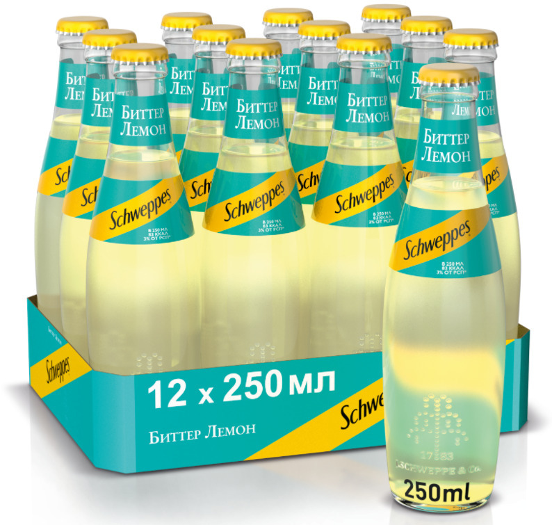 Газированный напиток Швепс Биттер Лемон Schweppes bitter lemon, 0,25 л ...