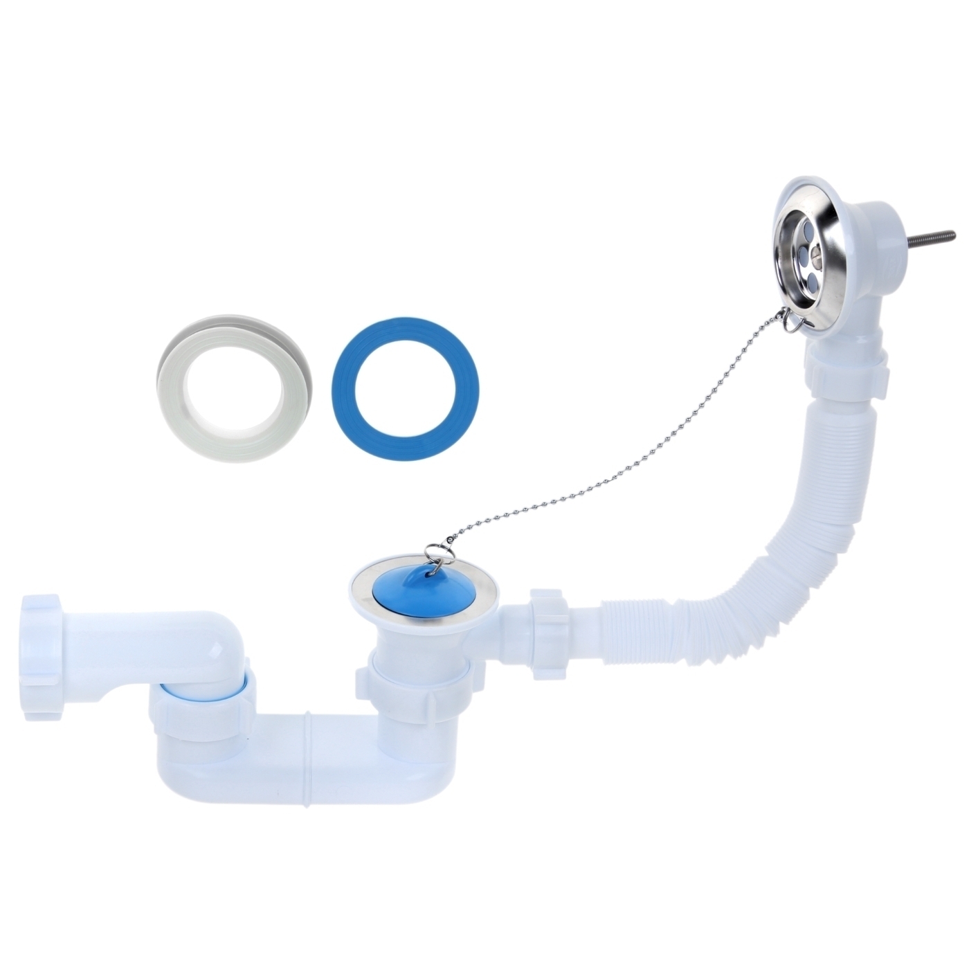 Комплект для ванны АНИ пласт E050: сифон с переливом 1 1/2, плоский АНИ ...