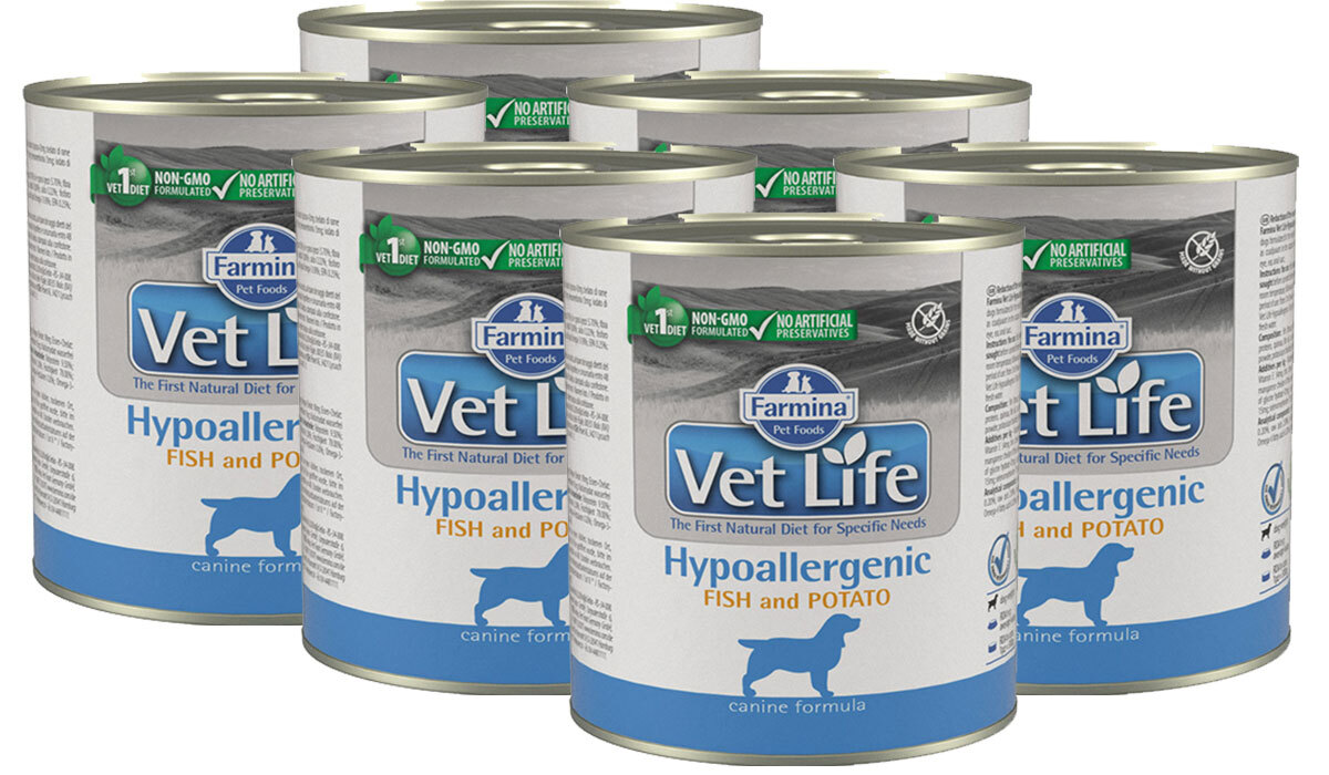 Farmina vet Life Hypoallergenic для собак консервы. Фармина Гипоаллердженик. Hypoallergenic для собак влажный 400гр х12 штук. Royal Canin Hypoallergenic консервы для собак.