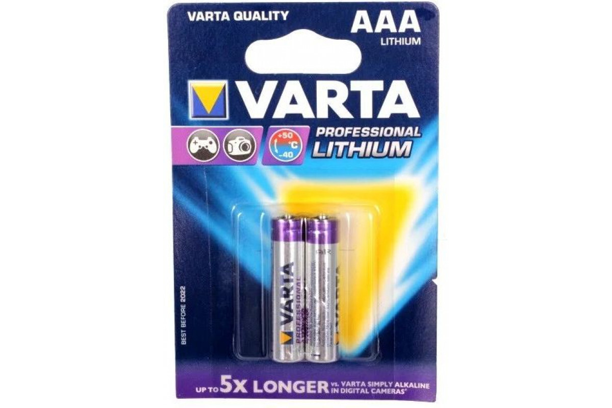 БатарейкалитиеваяVartaLR03(AAA)ProfessionalLithium1.5Вблистер2шт(06103301402)