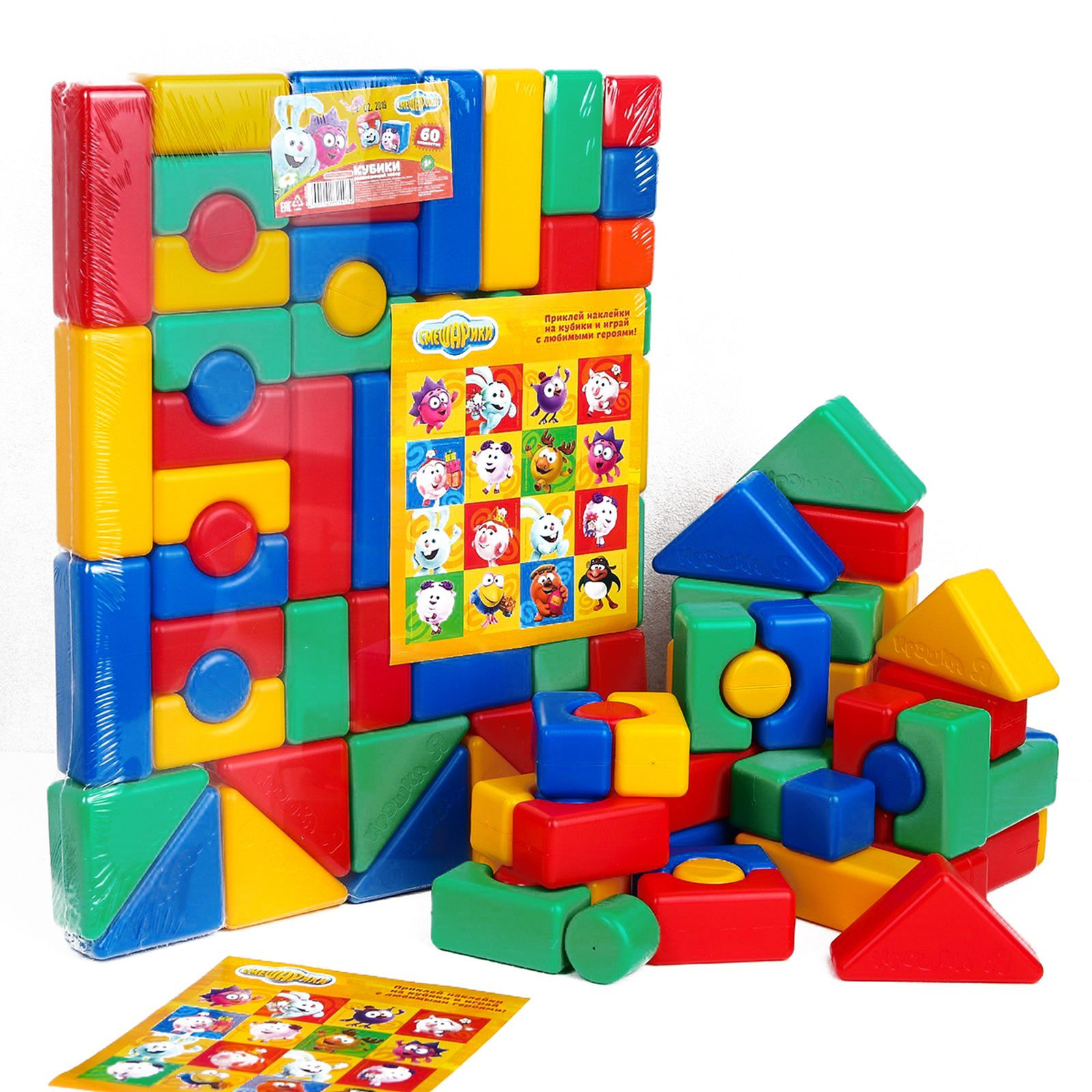 Набор цветных кубиков Смешарики 60 элементов 4х4 см 4131403
