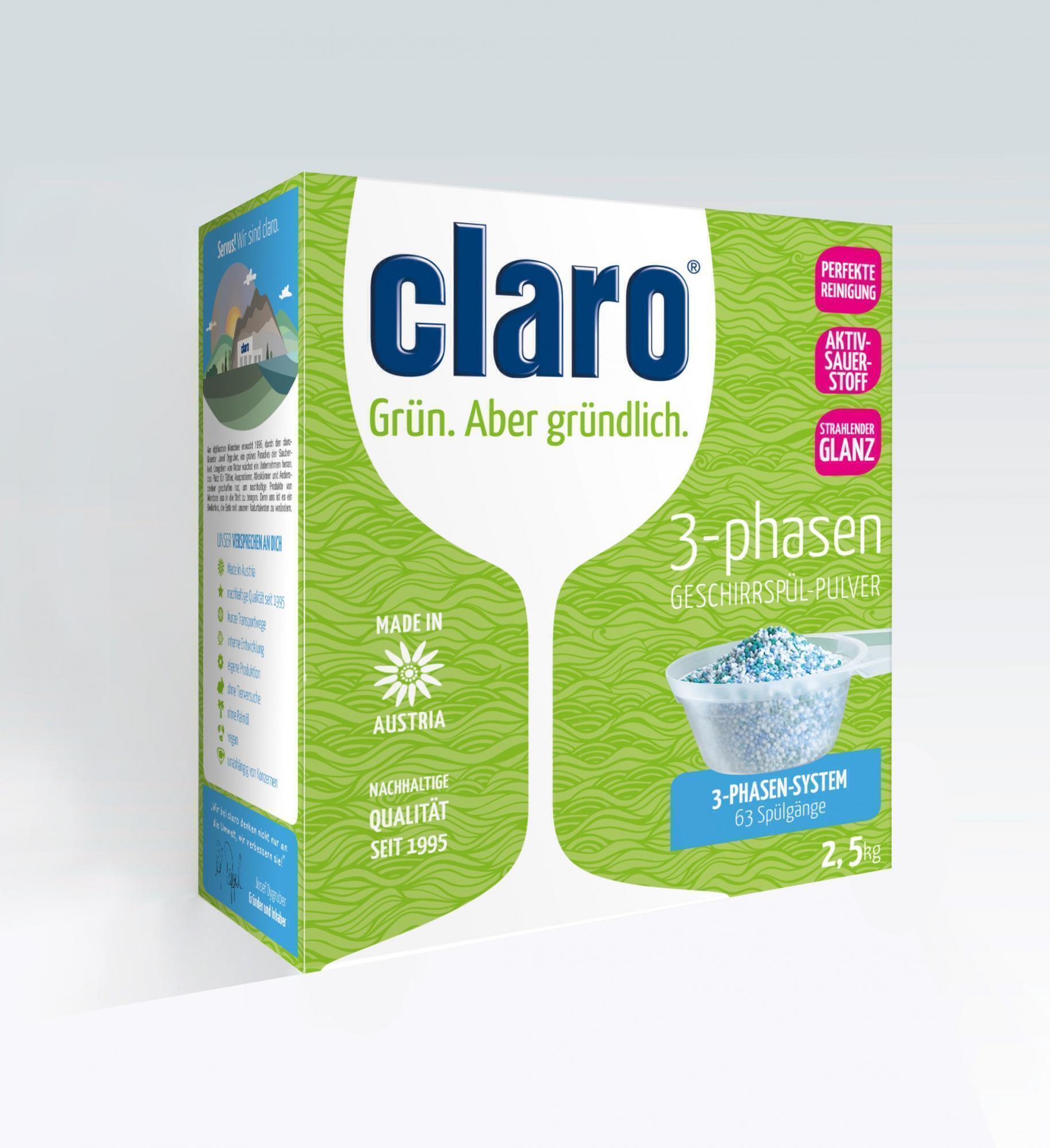 CLARO ECO Порошок "3 в 1" для мытья посуды в посудомоечных машинах, 2.5 ...