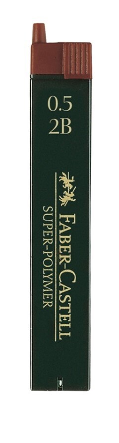 Грифели Faber-Castell Super-Polymer 0,5 мм, твердость 2B, 1 туба, 12 шт.