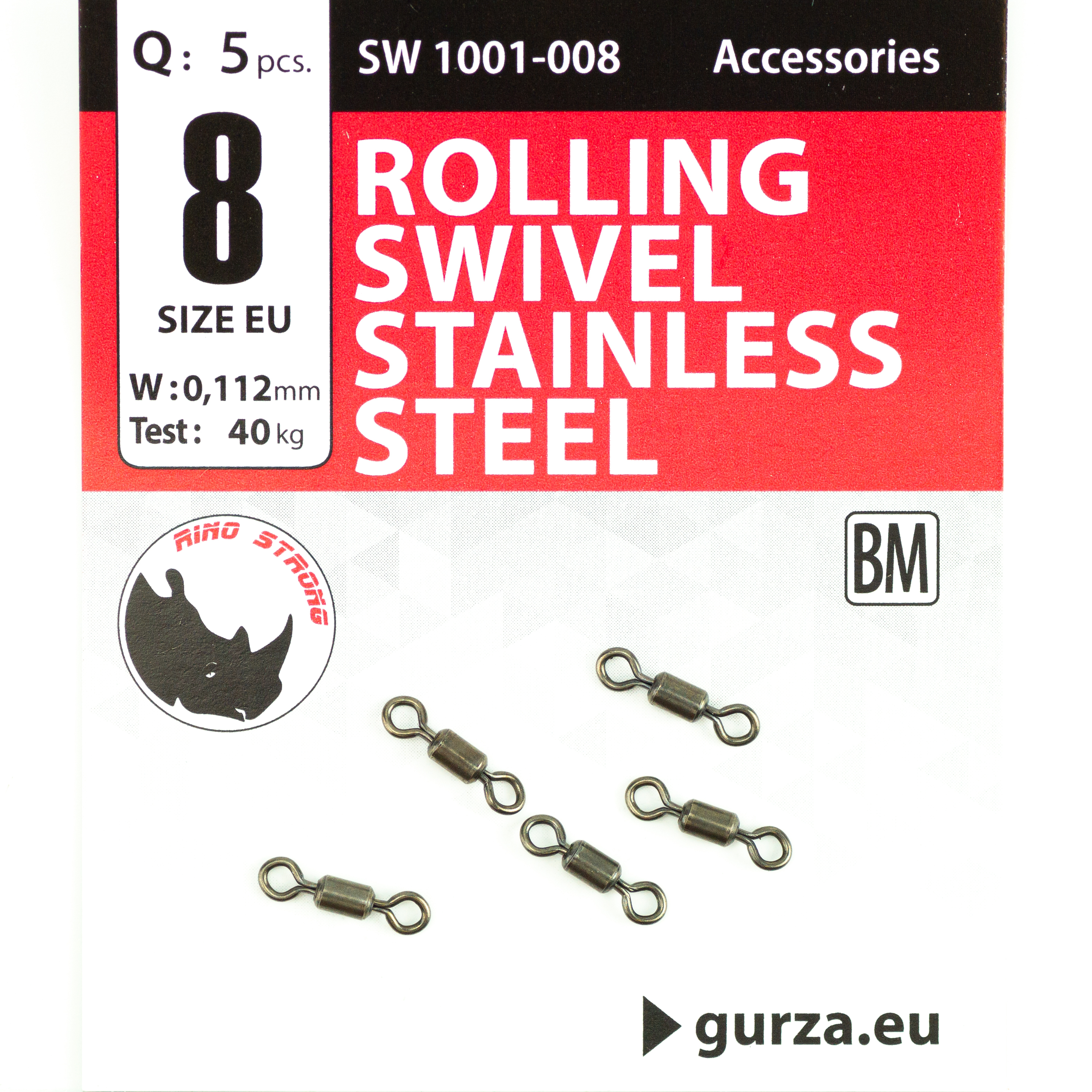 Вертлюги 5штук сталь GURZA Rolling Swivel Stainless №8 для рыбалки