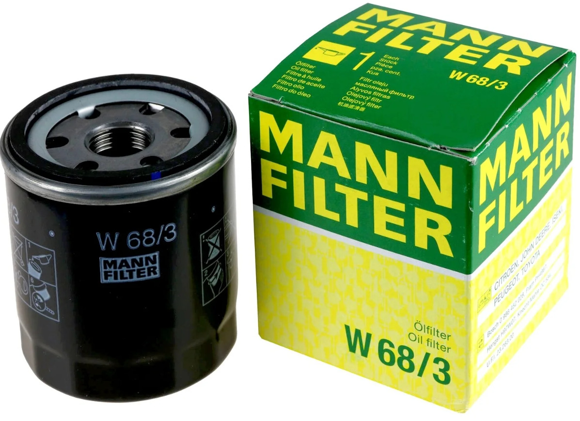 Фильтр масляный MANN FILTER W68/3 TOYOTA Avensis 1,6/1,8/2,0 9/97,Camry  1,8/2,0