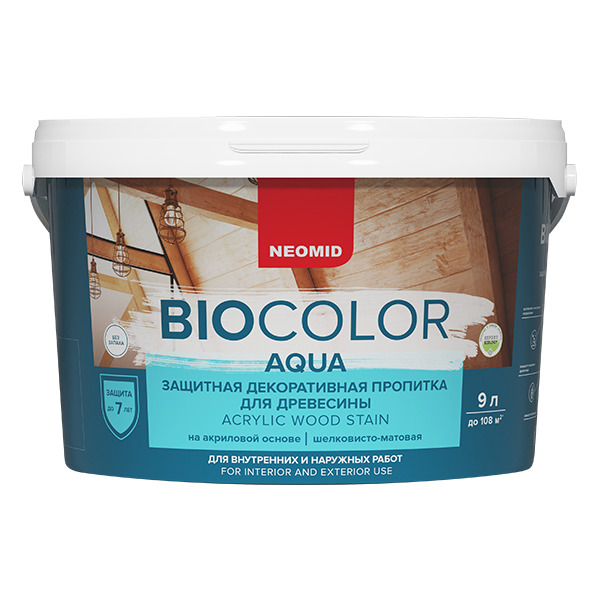 NEOMID BIO COLOR AQUA, 9л,БЕЛЫЙ,Защитная декоративная пропитка для древесины