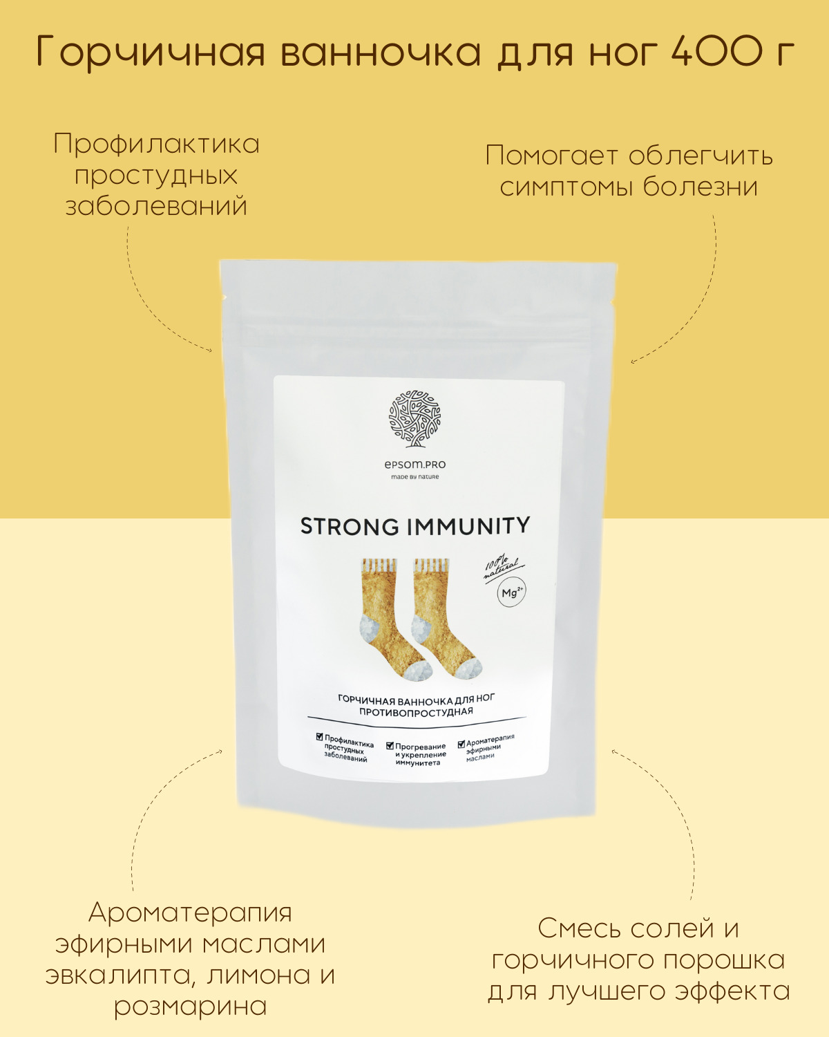 Горчичная ванночка для ног Strong Immunity/Сильный иммунитет от простуды и  гриппа 400 г EPSOM.PRO - купить с доставкой по выгодным ценам в  интернет-магазине OZON (621276617)