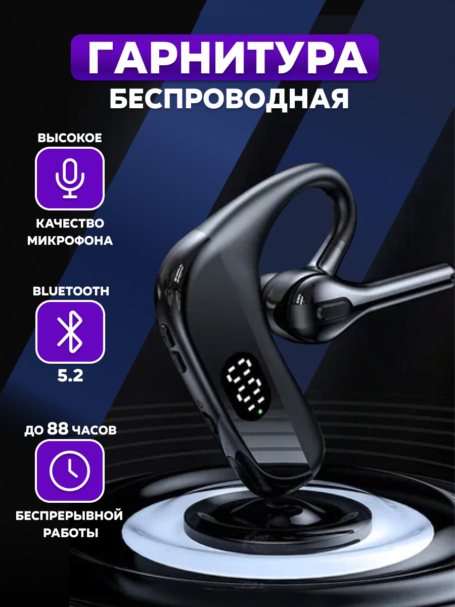 Беспроводная гарнитура / Bluetooth Блютус гарнитура с микрофоном / наушники  для телефона