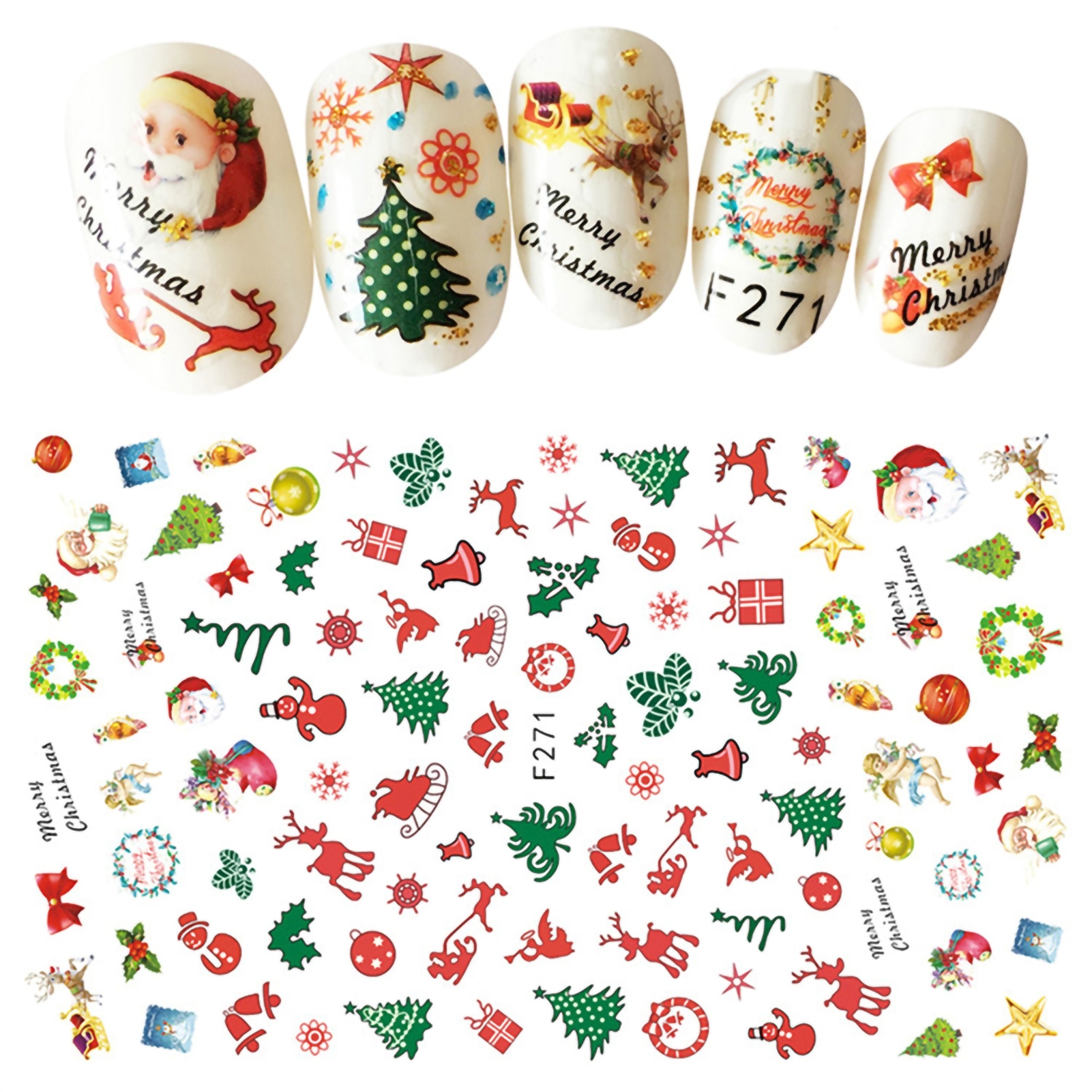 Рождественские наклейки для ногтей