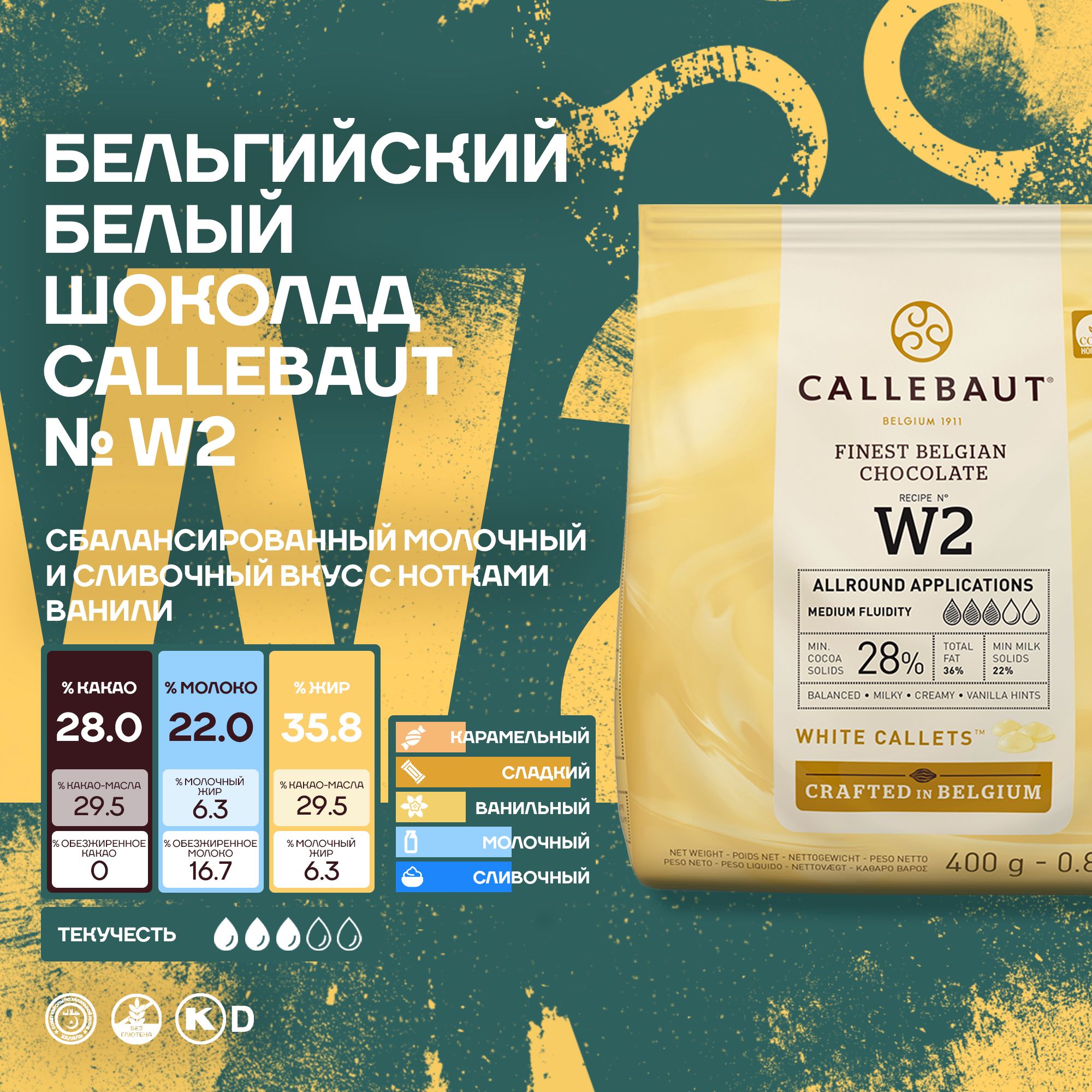 БельгийскийбелыйшоколадW2Callebaut0,4кг