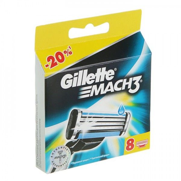 Кассеты для бритья gillette mach3 8 шт в ленте