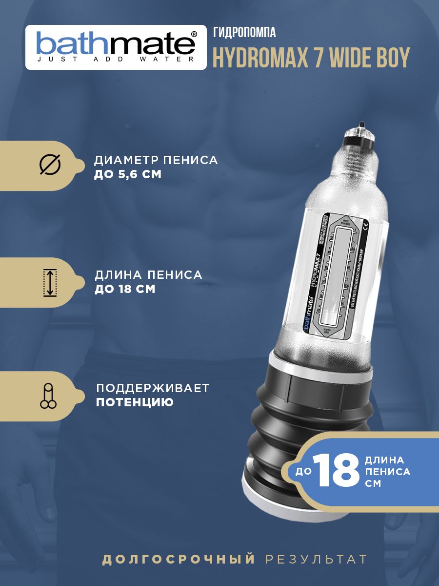 Гидропомпа Bathmate Hydromax 7 WIDE BOY прозрачная - купить в интернет-мага...