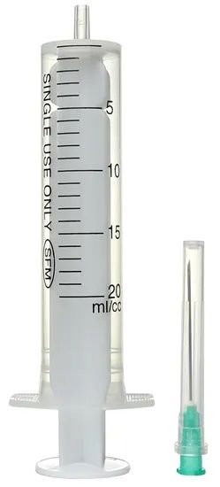 Шприцодноразовый2-хкомпонентный,игла21G0.8х40мм,20мл