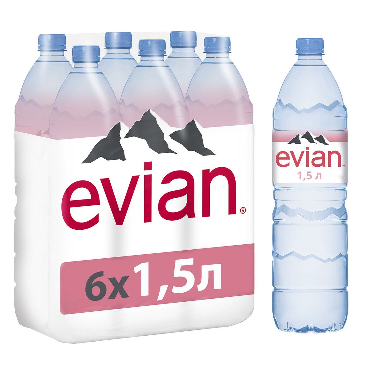 Вода негазированная Evian, 6 шт по 1,5 л