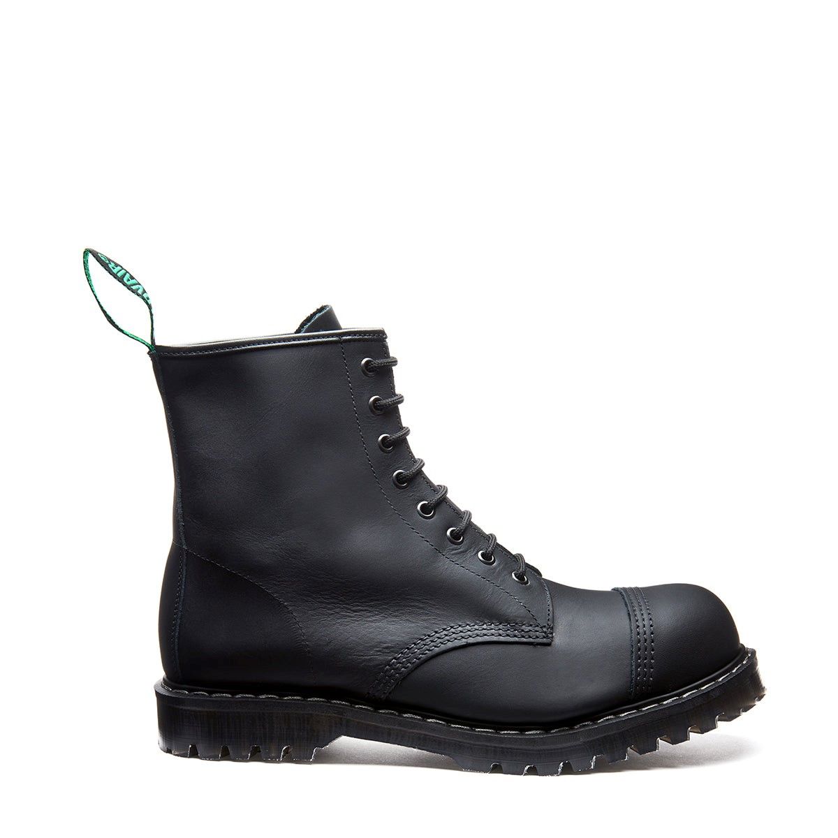 Solovair Steel Toe cap 8 Eye Boot in Black greasy