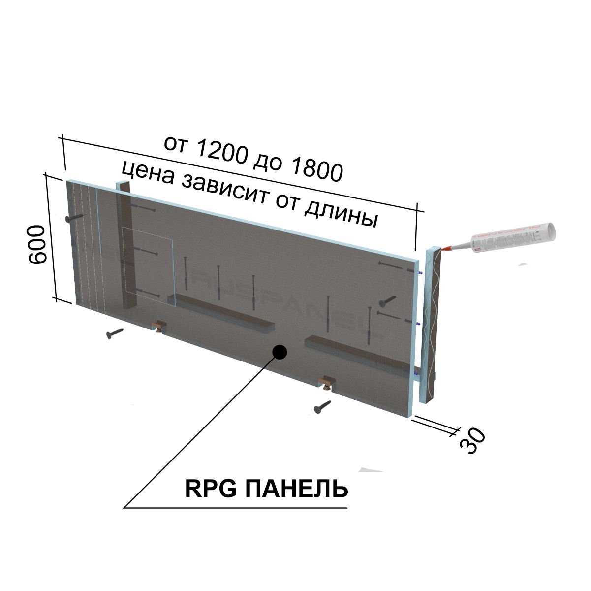 ЭкрандляванныRuspanelRPG1800х600х30мм