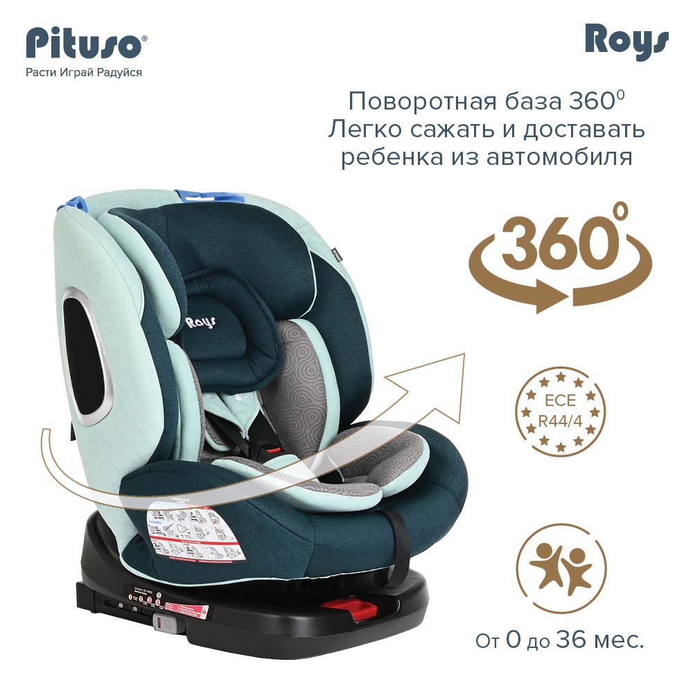 Автокресло детское поворотное на 360 градусов 0/1/2/3, 0-36кг Pituso Roys Isofix