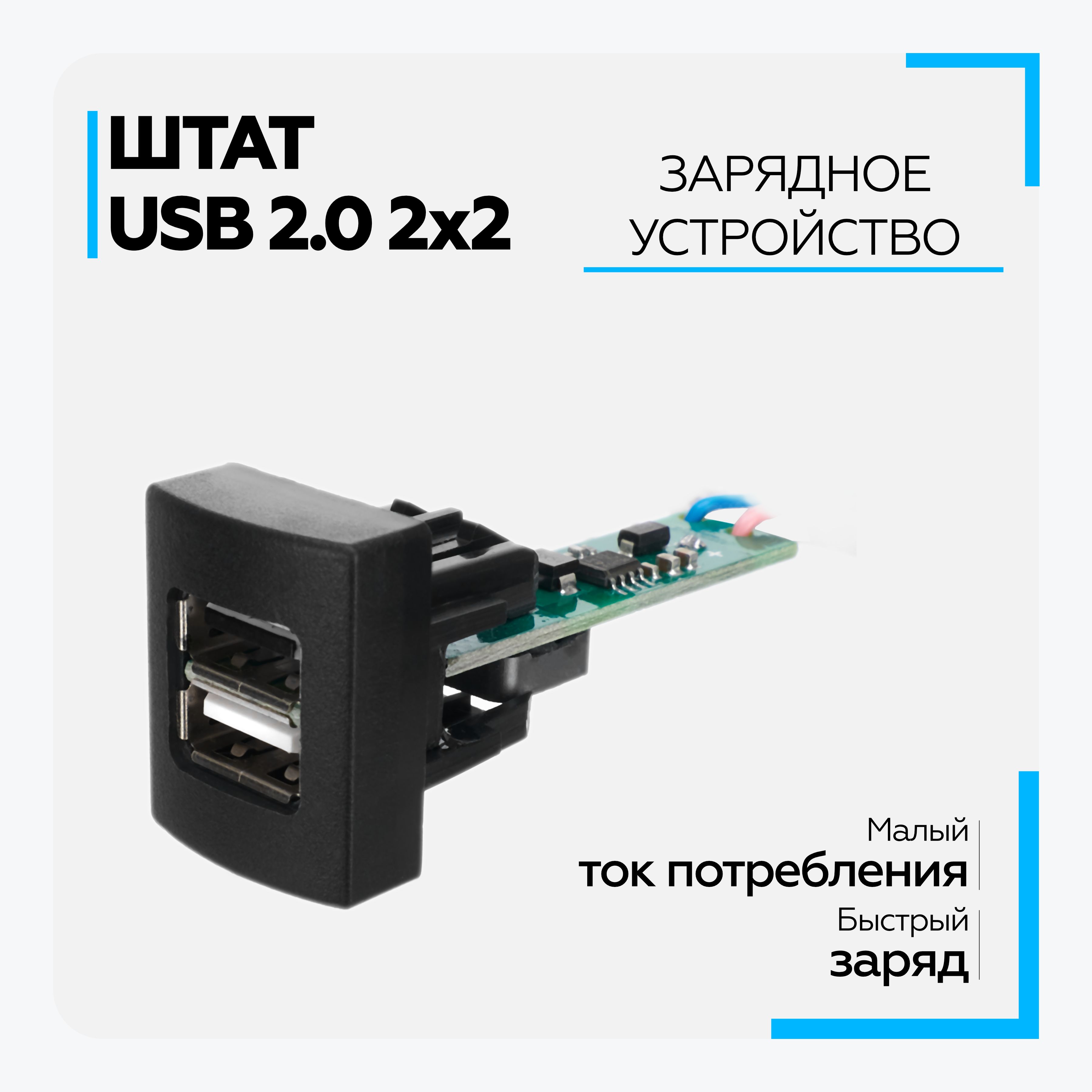 Автомобильное зарядное устройство ШТАТ USB Гранта-Приора 2x2 USB - купить  по доступным ценам в интернет-магазине OZON (631627414)